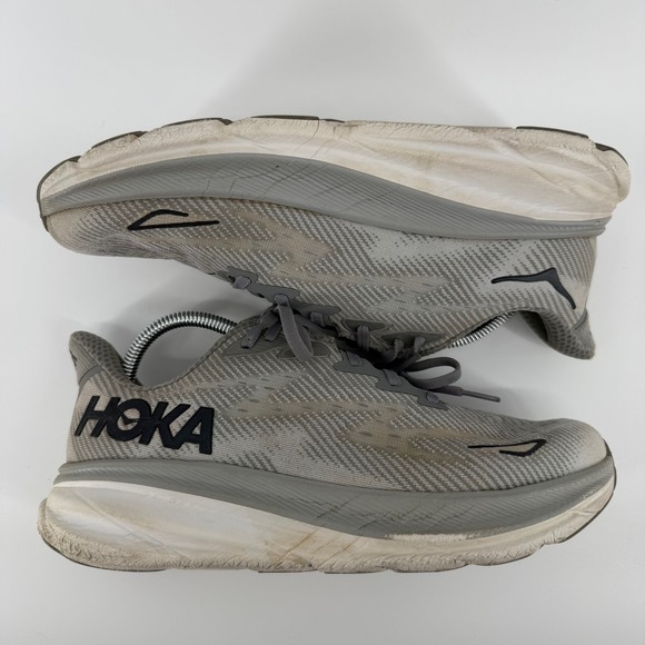 Hoka One One Clifton 9 Mens Running Shoes Grey Size 9.5D Athletic Sneakers Hike - Picture 11 of 13